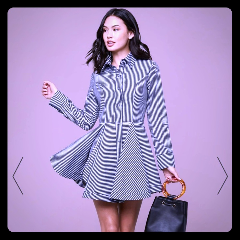 Bebe Shirtdress size 6 - black white pinstr